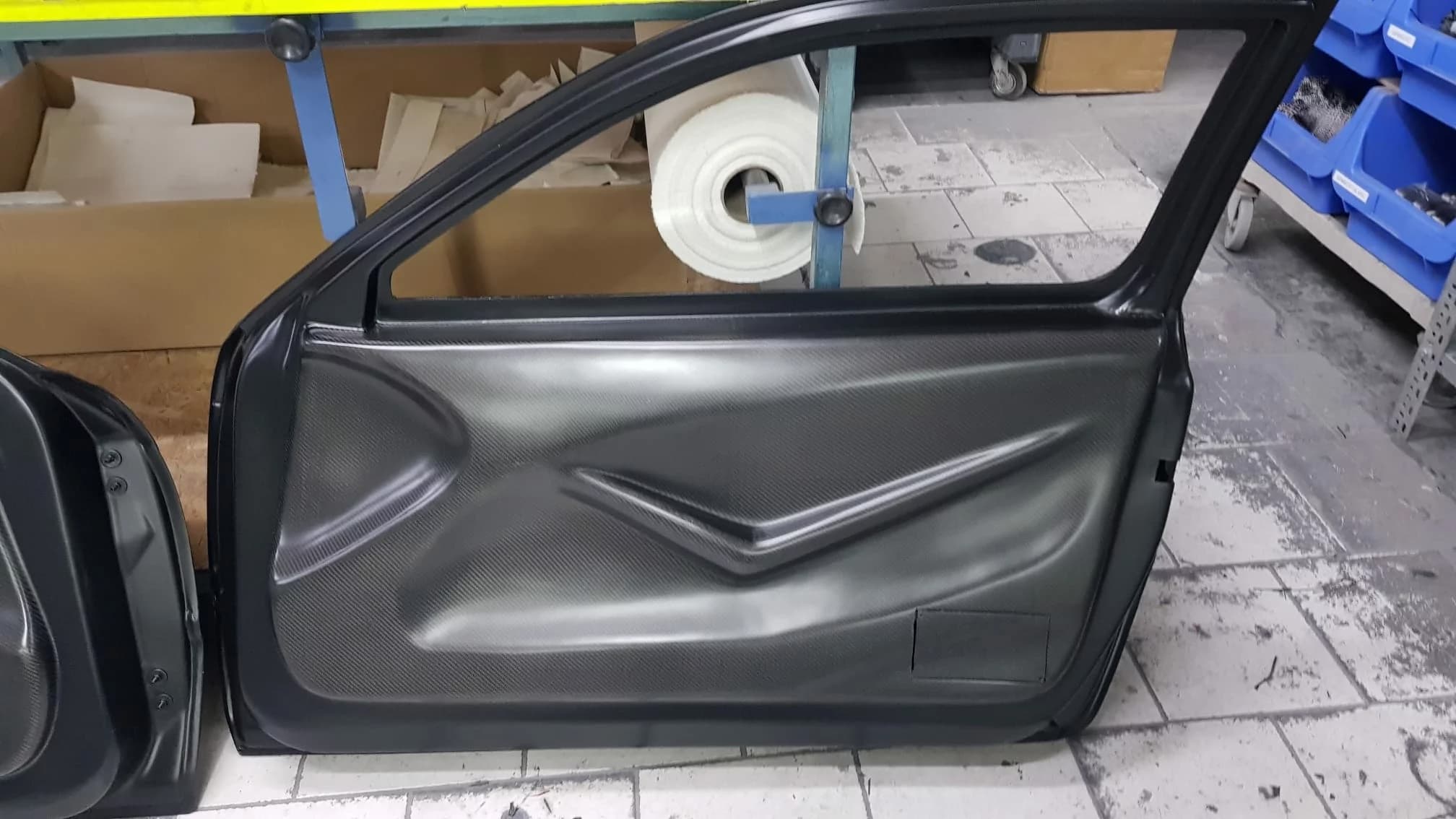 Carbon-Tür BMW E46 Coupé/M3, Detailansicht Innenverkleidung mit Struktur