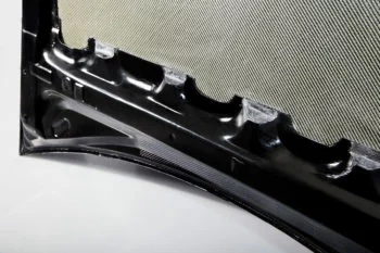 Carbon Motorhaube Toyota GT86, Detailansicht der inneren Kanten und Struktur